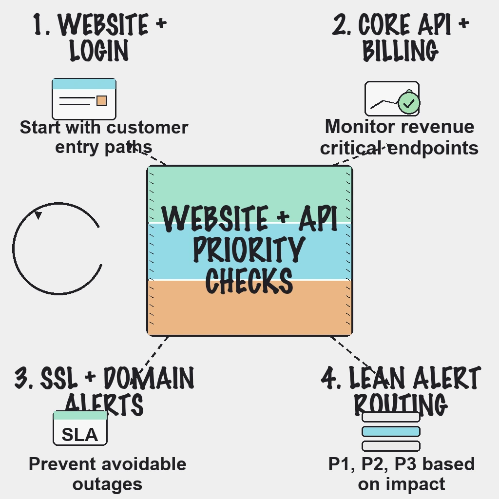 Website and API Uptime Monitoring for Lean Teams: What to Monitor First
